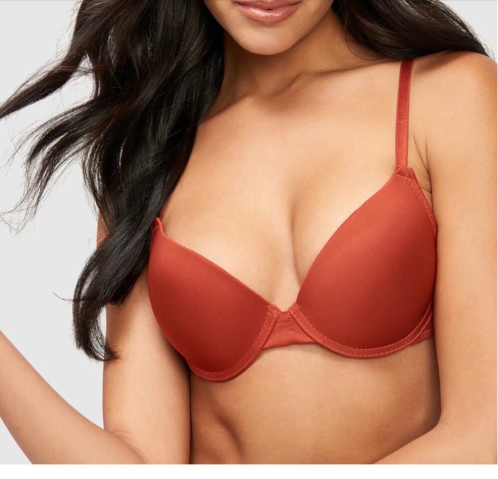 Fredericks of Hollywood Underwire Bra 36C Rust Diana Push Up Plunge Multiway